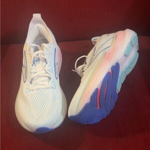 White and Blue Athletic Sneakers